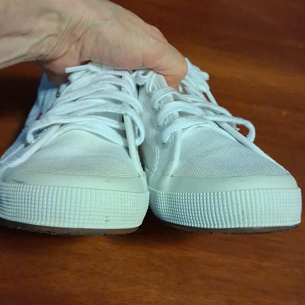 Superga Classic White Canvas Lace Up Sneakers Womens Sz 37/US 6.5M - Picture 8 of 11